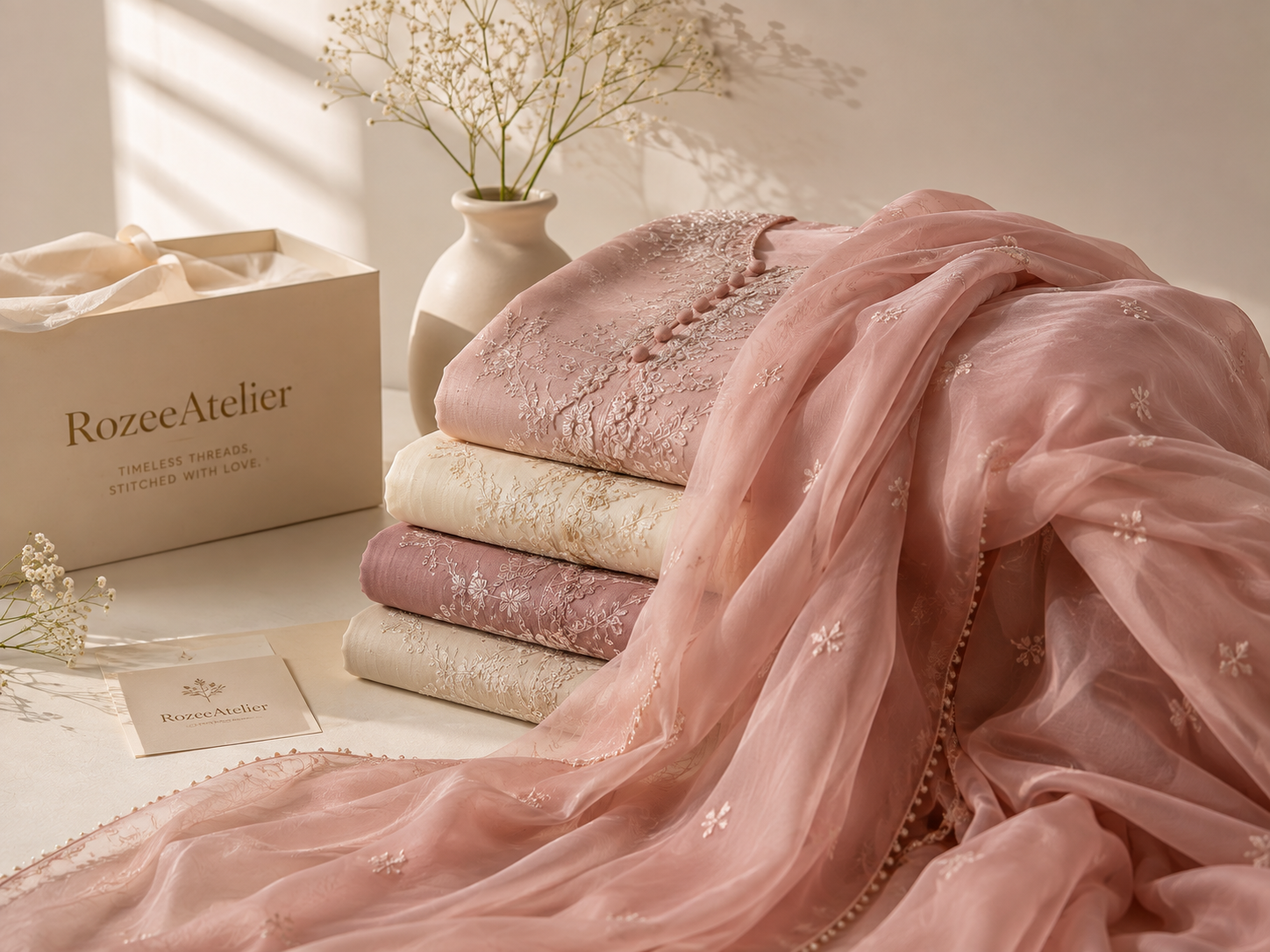 RozeeAtelier premium fabrics and embroidered textiles
