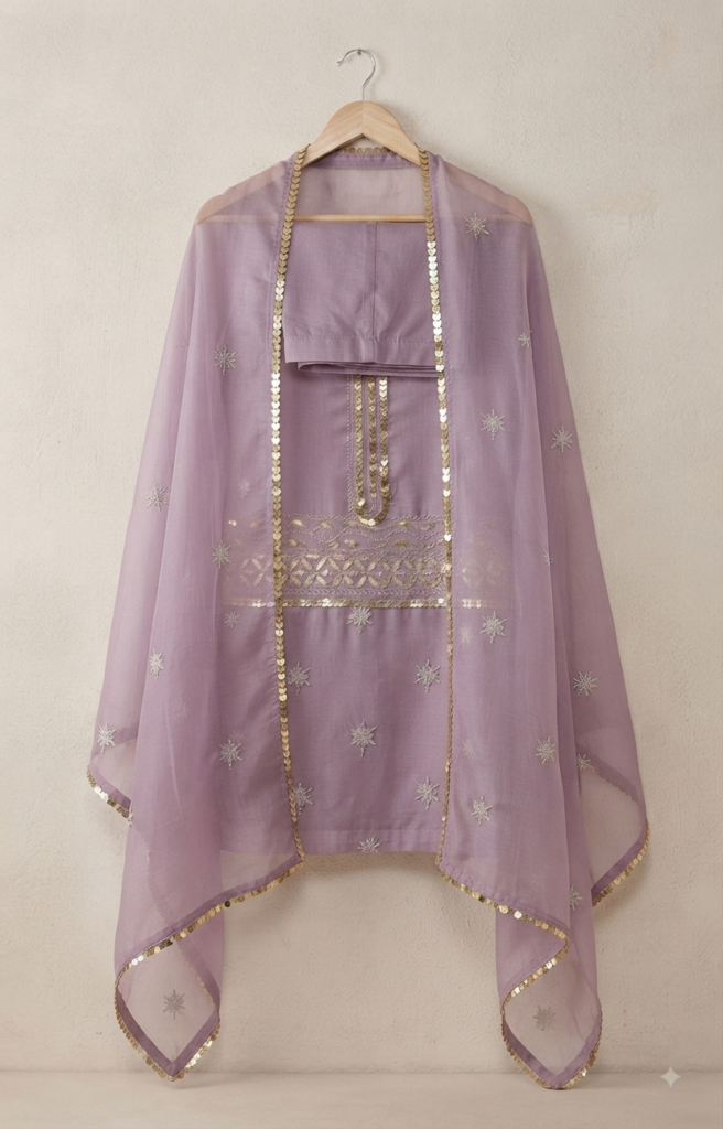 Lavender Embroidered Anarkali Maxi