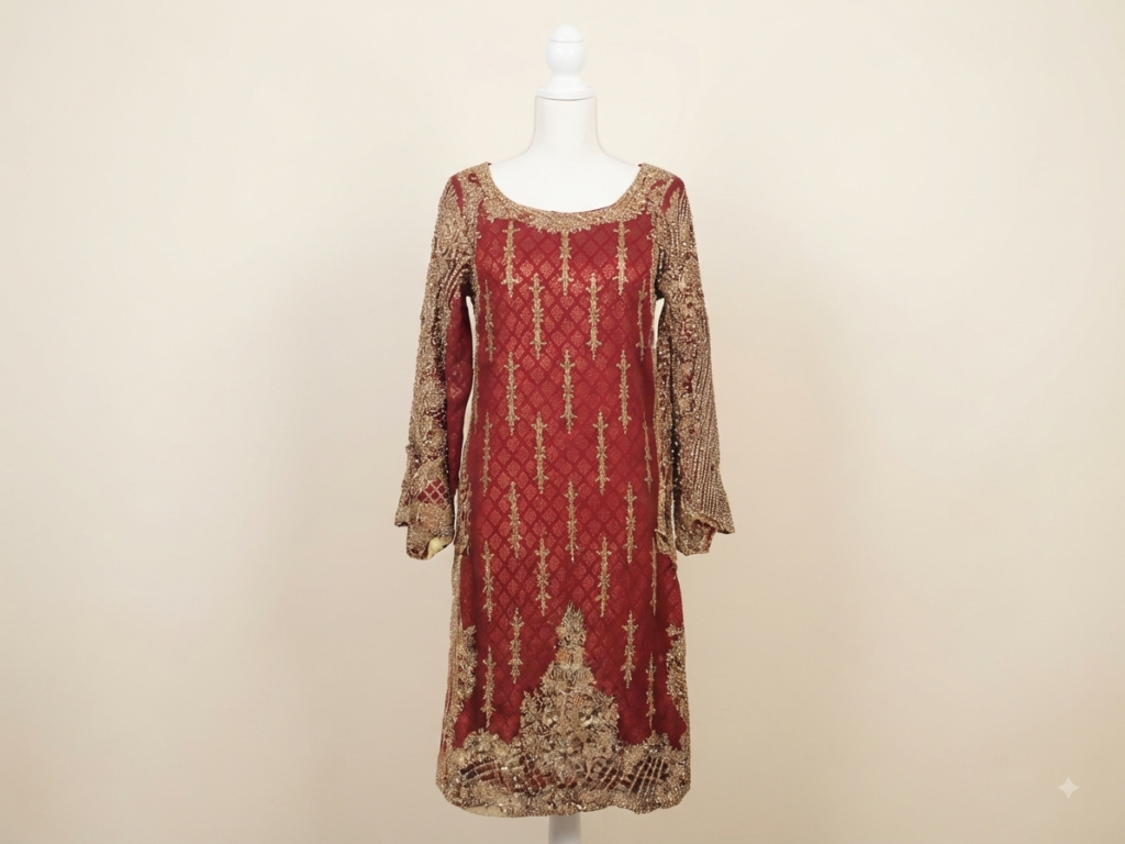 Maroon Gold Embellished Kurti