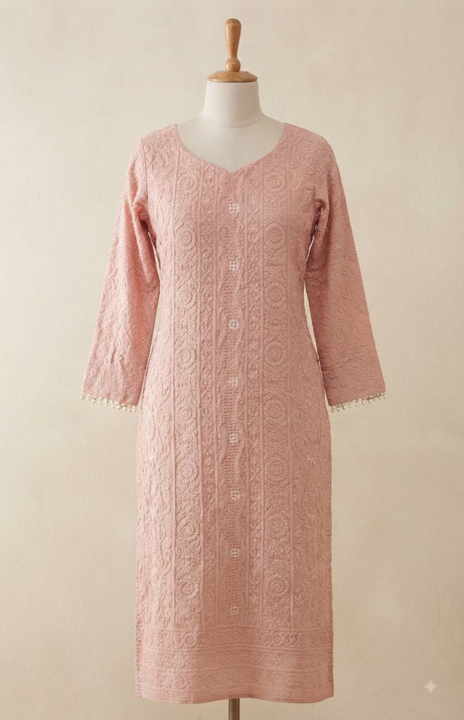 Blush Pink Chikankari Kurti