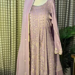 Chicken kari anarkali Frock with mukesh and gotta