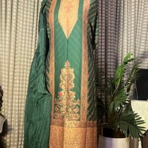 kani silk shirt with plain dupatta and shalwar