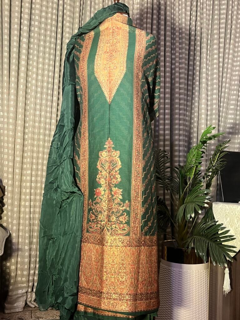 kani silk shirt with plain dupatta and shalwar