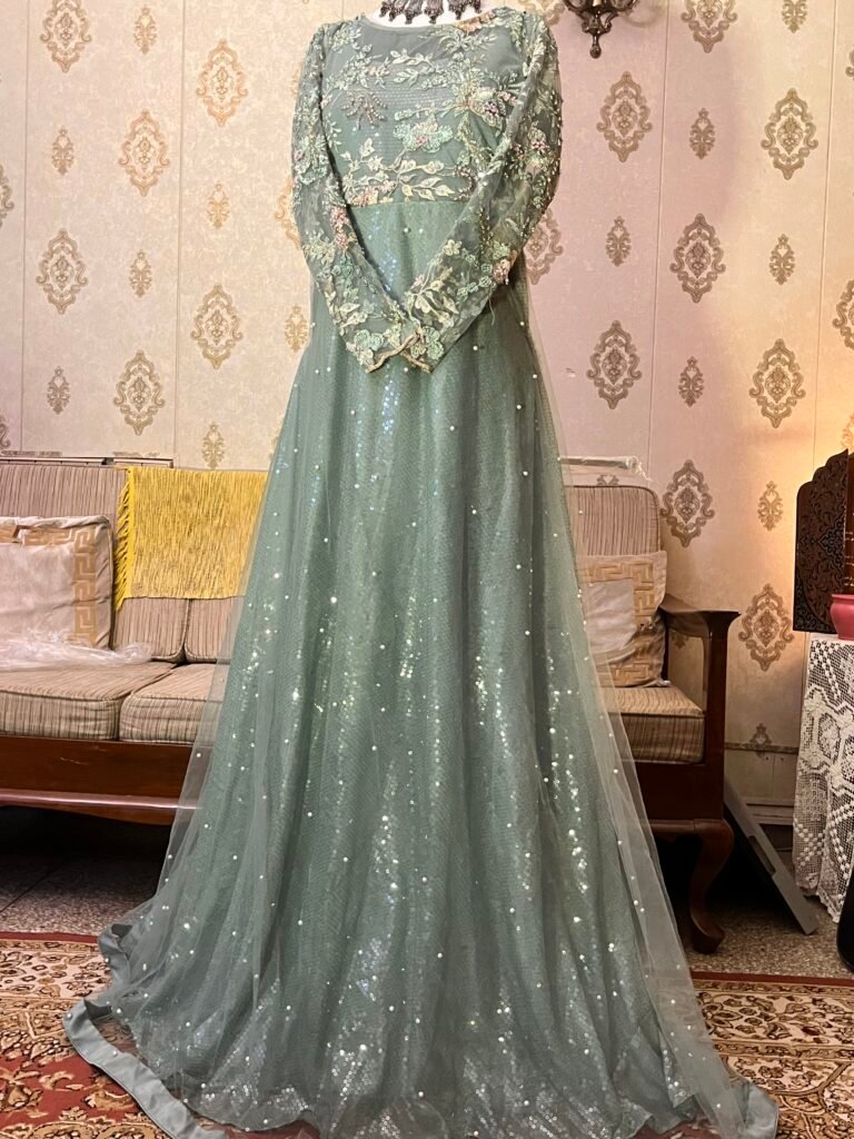 Sequin and net maxi three layered
