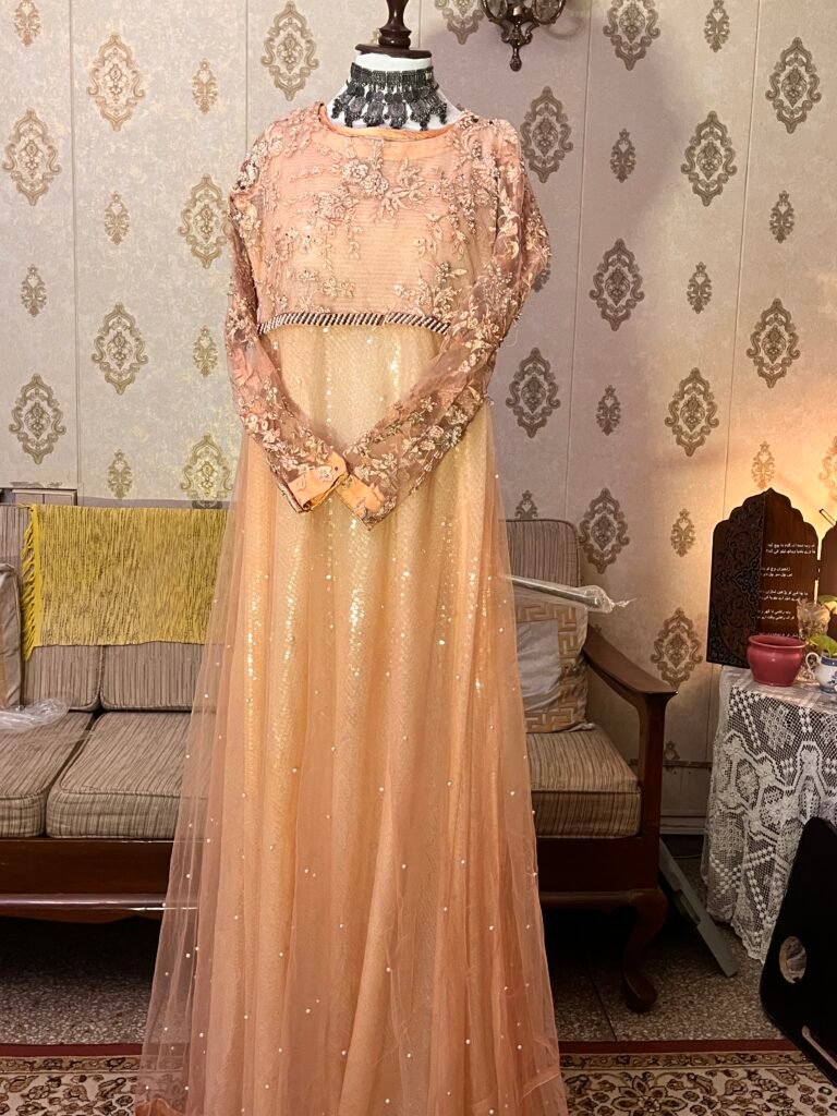 Sequin and net maxi three layered